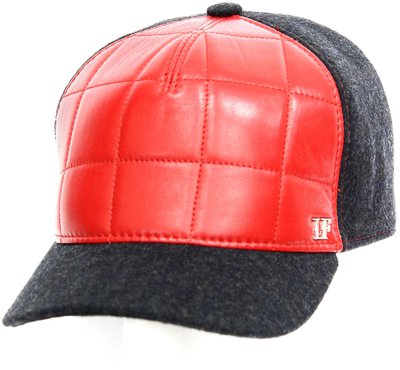 Бейсболка LF Cap color, кожа, ткань (шерсть), цвет красный 022S010-34